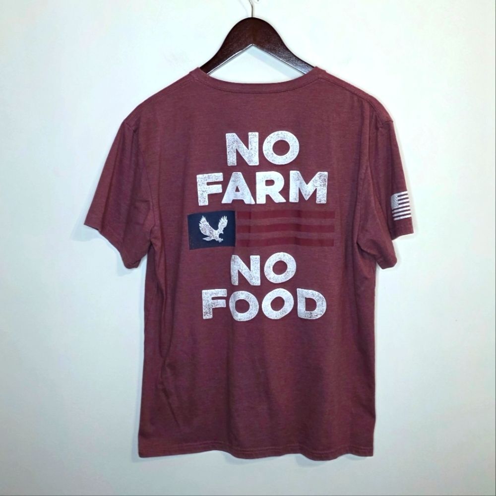Strong By Lincoln Outfitters No Farm No Food Maroon Performance Tee Size Large